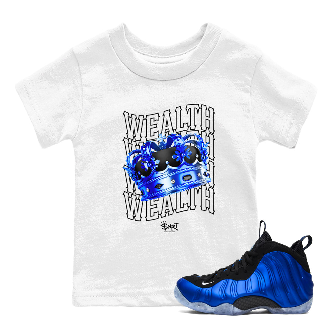 Foams One Royal shirts to match jordans Wealth sneaker match tees Air Foamposite One Royal match shoes to clothes Drip Gear Zone Youth Baby White 1 tee