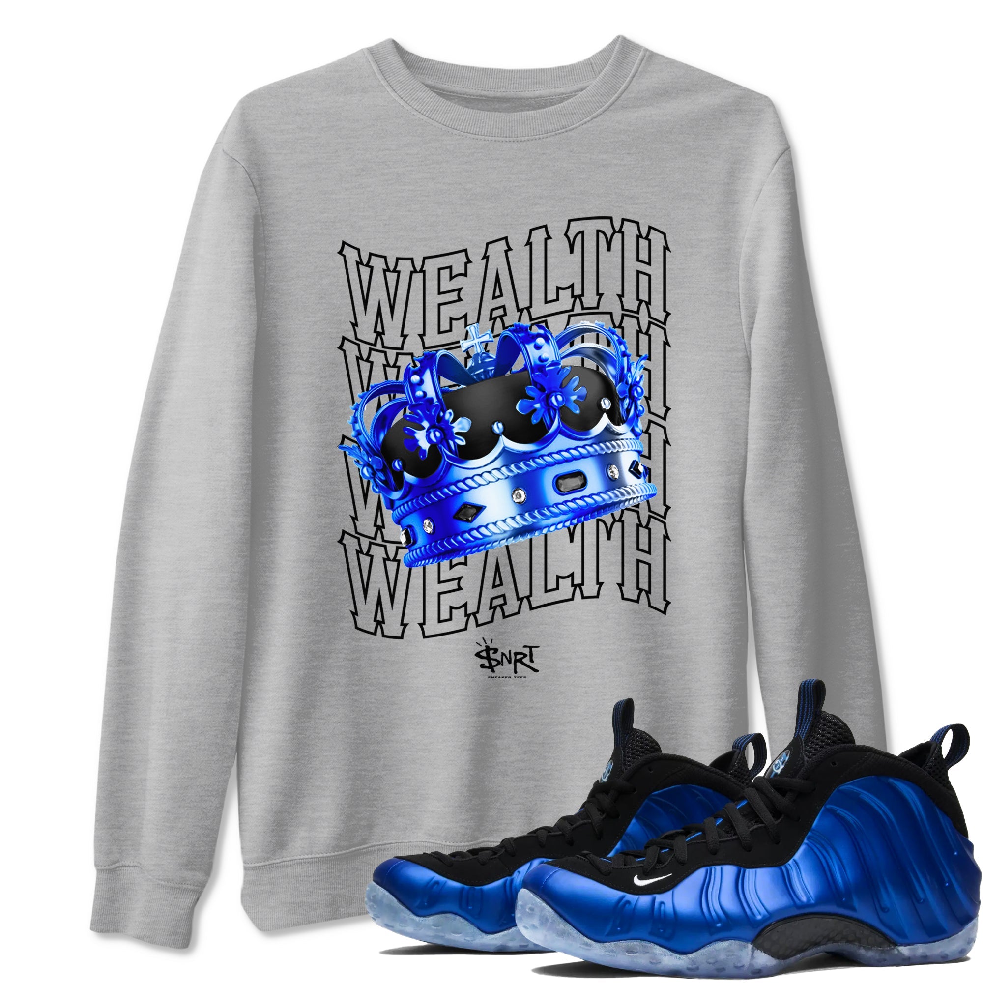 Foams One Royal shirts to match jordans Wealth sneaker match tees Air Foamposite One Royal match shoes to clothes Drip Gear Zone unisex cotton Heather Grey 1 shirts