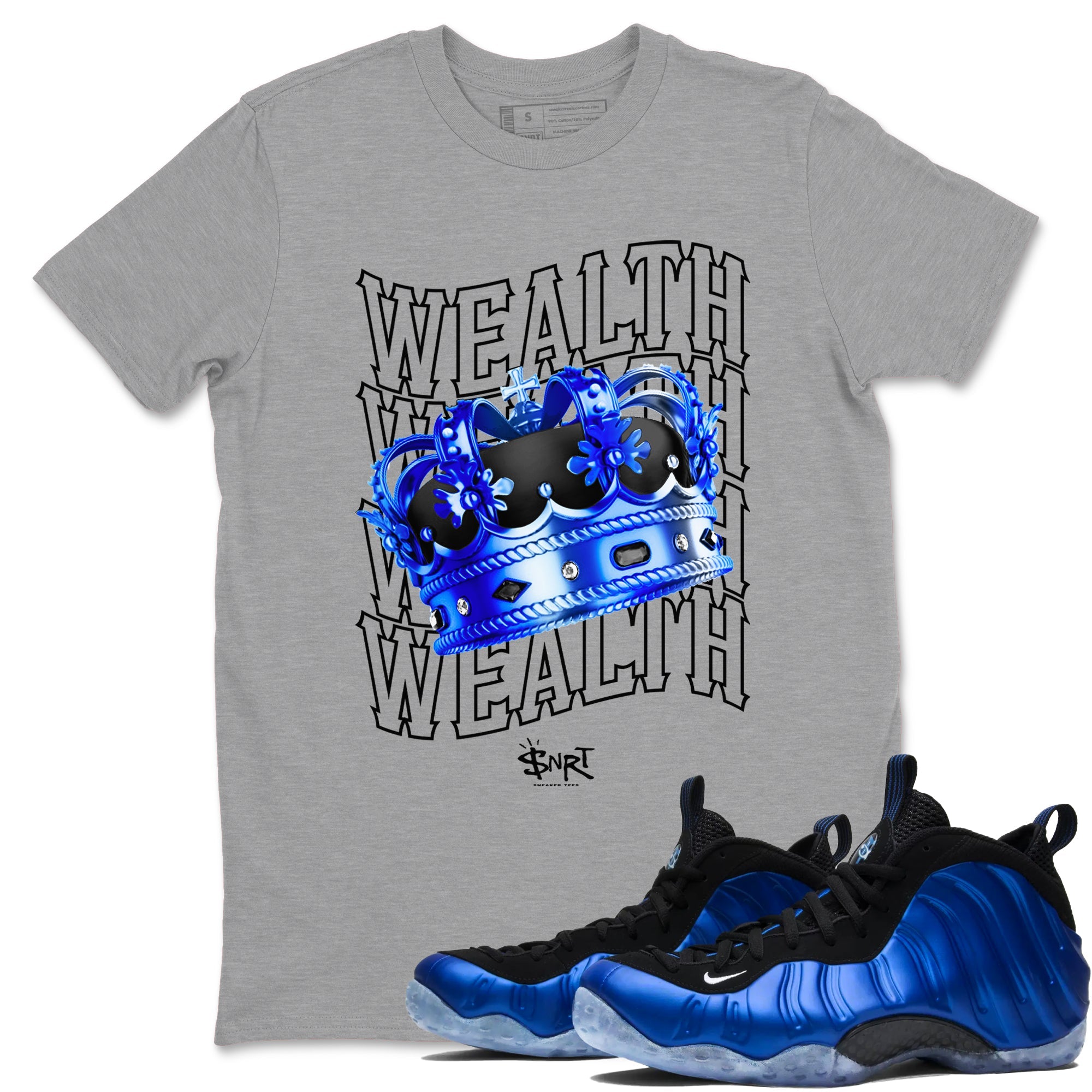 Foams One Royal shirts to match jordans Wealth sneaker match tees Air Foamposite One Royal match shoes to clothes Drip Gear Zone unisex cotton Heather Grey 1 shirts