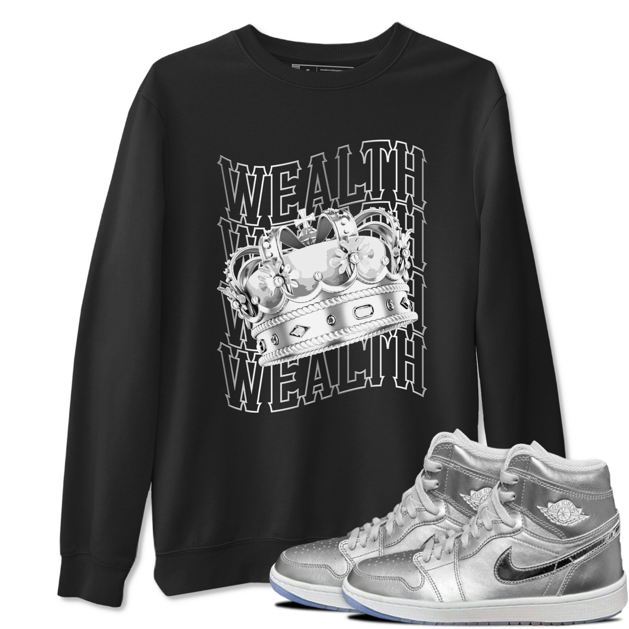 Air Jordan 1 Gift Giving Silver shirts to match jordans Wealth sneaker match tees Air Jordan 1 Gift Giving Drip Gear Zone streetwear brand Black 1 unisex cotton tee
