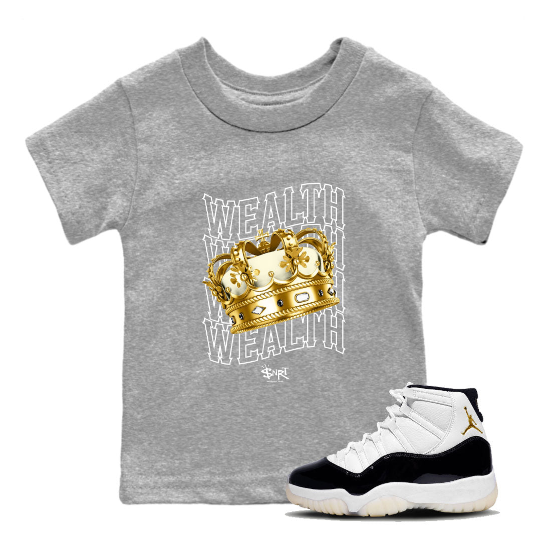 Air Jordan 11 Gratitude shirt to match jordans Wealth sneaker tees Jordan 11 Retro Gratitude Drip Gear Zone Baby Toddler Heather Grey 1 T-Shirt