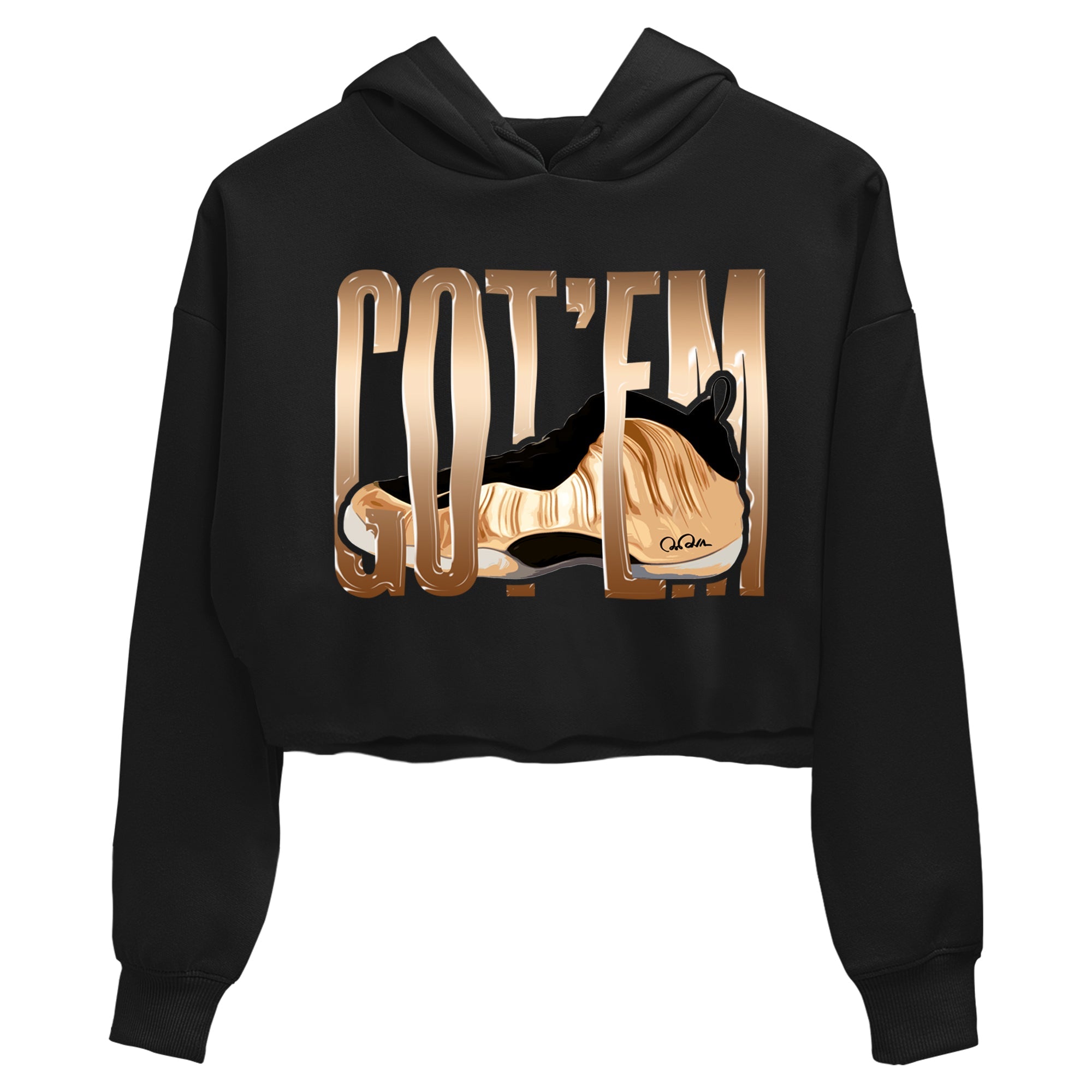 Foams One Metallic Copper shirts to match jordans Wiggling Gotem sneaker match tees Air Foamposite One Metallic Copper match shoes to clothes Drip Gear Zone unisex cotton Black 2 crop tee