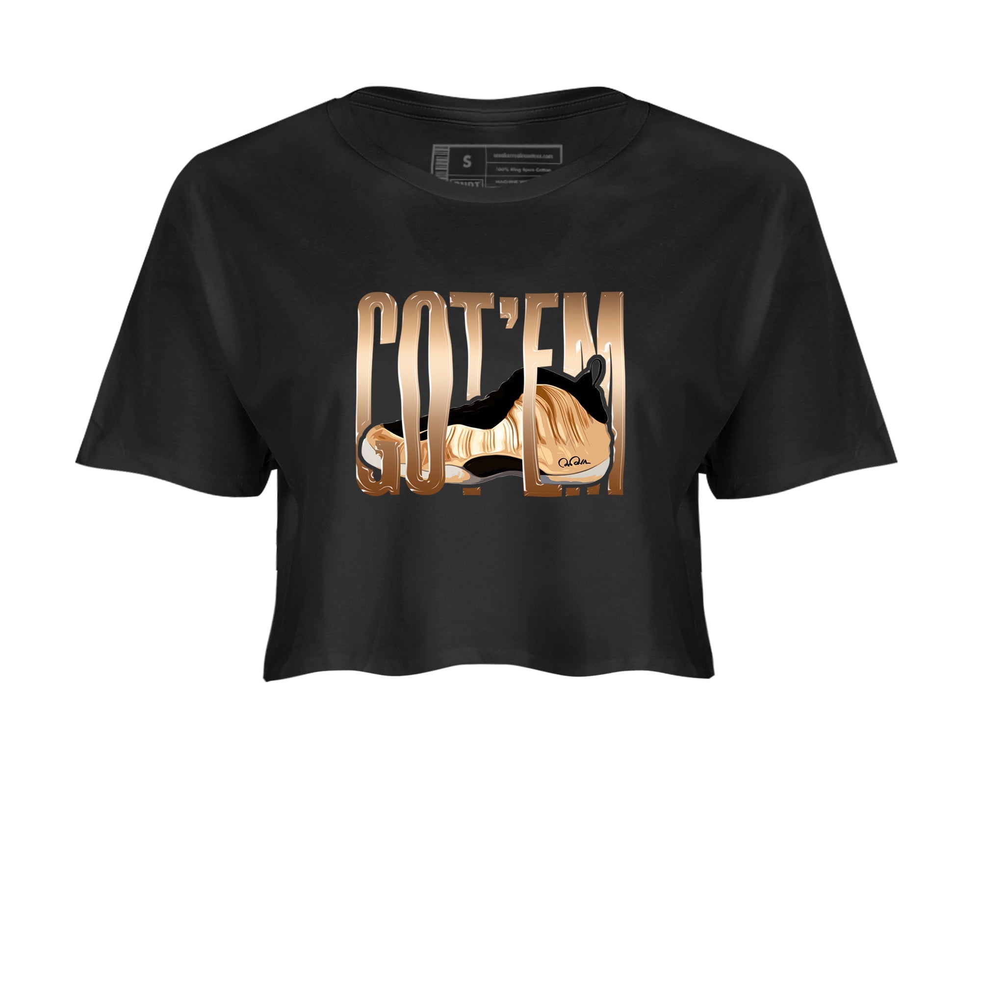 Foams One Metallic Copper shirts to match jordans Wiggling Gotem sneaker match tees Air Foamposite One Metallic Copper match shoes to clothes Drip Gear Zone unisex cotton Black 2 crop tee