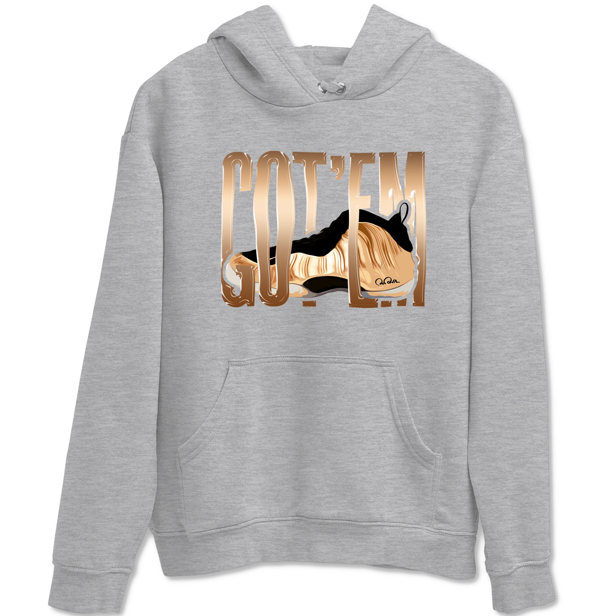 Foams One Metallic Copper shirts to match jordans Wiggling Gotem sneaker match tees Air Foamposite One Metallic Copper match shoes to clothes Drip Gear Zone unisex cotton Heather Grey 2 shirts