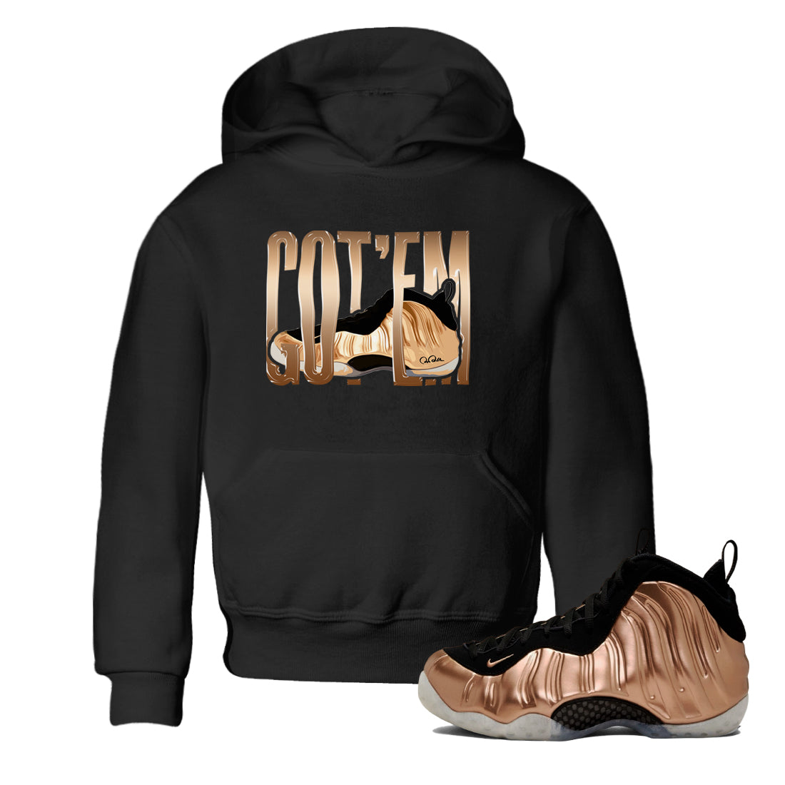 Foams One Metallic Copper shirts to match jordans Wiggling Gotem sneaker match tees Air Foamposite One Metallic Copper match shoes to clothes Drip Gear Zone Youth Baby Black 1 tee