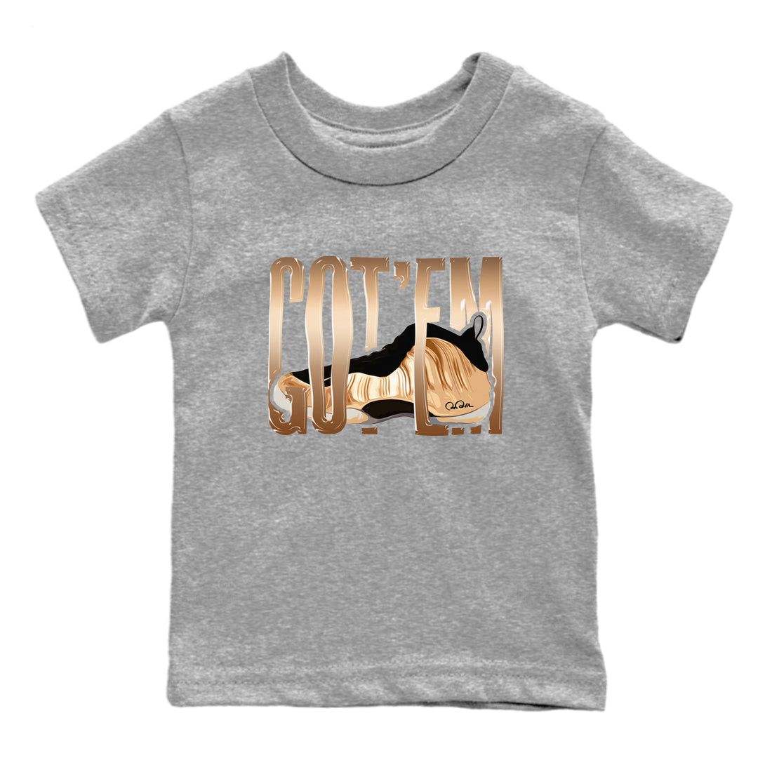 Foams One Metallic Copper shirts to match jordans Wiggling Gotem sneaker match tees Air Foamposite One Metallic Copper match shoes to clothes Drip Gear Zone Youth Baby Heather Grey 2 tee