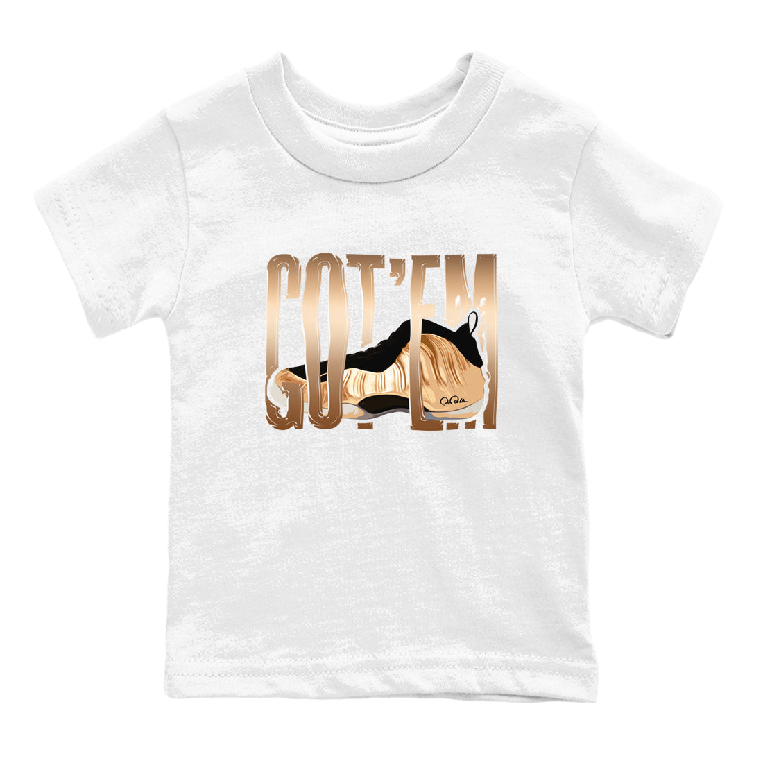 Foams One Metallic Copper shirts to match jordans Wiggling Gotem sneaker match tees Air Foamposite One Metallic Copper match shoes to clothes Drip Gear Zone Youth Baby White 2 tee