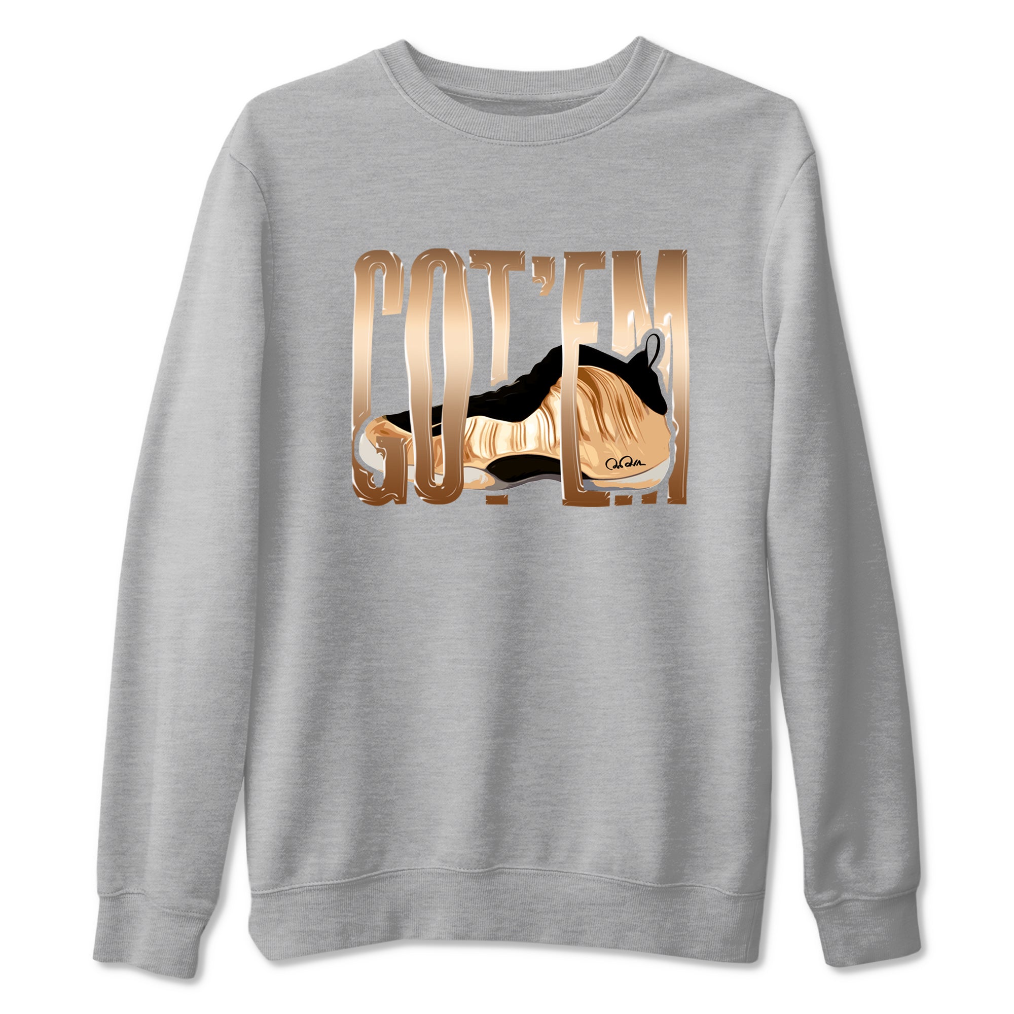 Foams One Metallic Copper shirts to match jordans Wiggling Gotem sneaker match tees Air Foamposite One Metallic Copper match shoes to clothes Drip Gear Zone unisex cotton Heather Grey 2 shirts