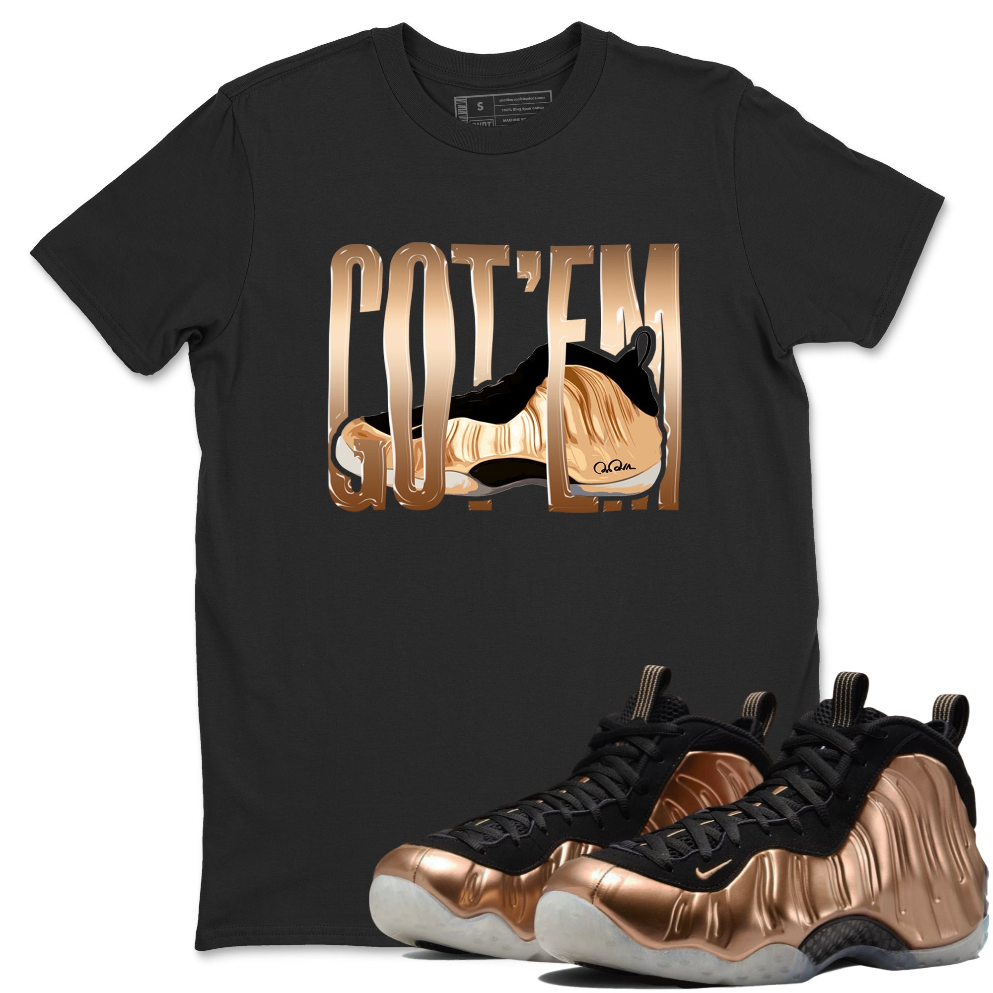 Foams One Metallic Copper shirts to match jordans Wiggling Gotem sneaker match tees Air Foamposite One Metallic Copper match shoes to clothes Drip Gear Zone unisex cotton Black 1 shirts