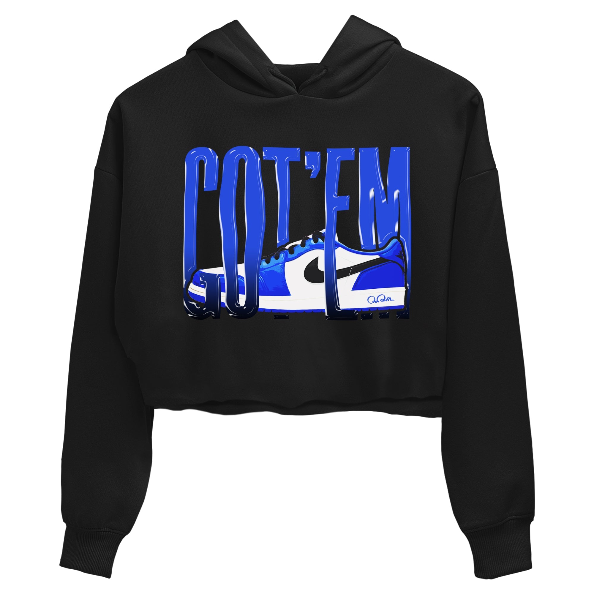 AJ1 Game Royal shirt to match jordans Wiggling Gotem sneaker tees Air Jordan 1 Game Royal Drip Gear Zone Black 2 crop length shirt