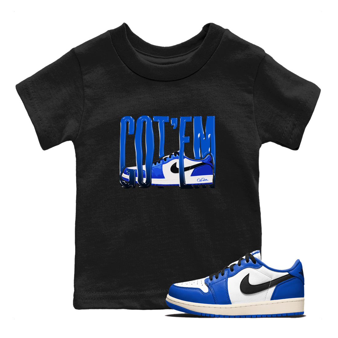 AJ1 Game Royal shirt to match jordans Wiggling Gotem sneaker tees Air Jordan 1 Game Royal Drip Gear Zone baby toddler Black 1 cotton Shirt