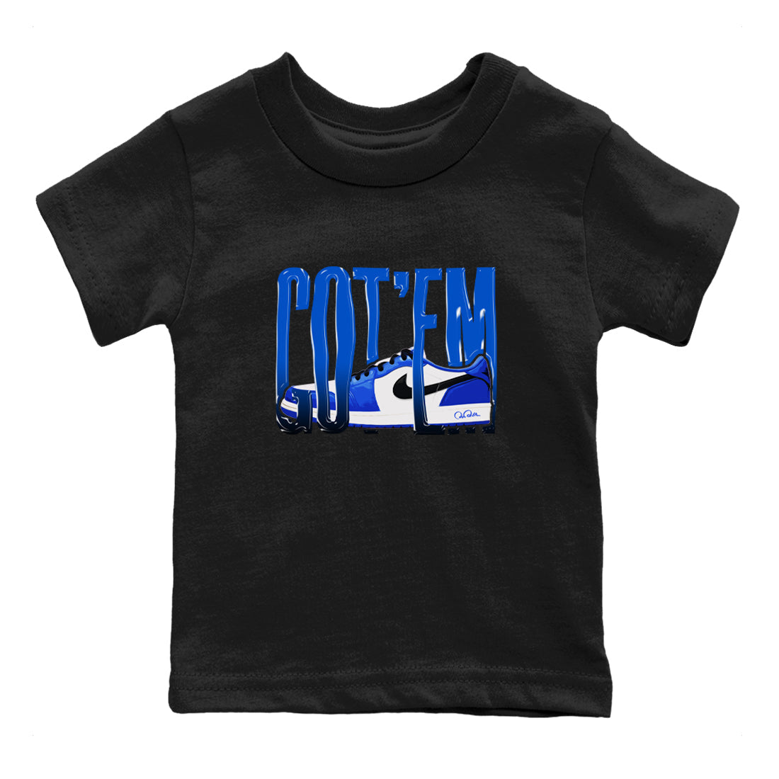 AJ1 Game Royal shirt to match jordans Wiggling Gotem sneaker tees Air Jordan 1 Game Royal Drip Gear Zone baby toddler Black 2 cotton Shirt
