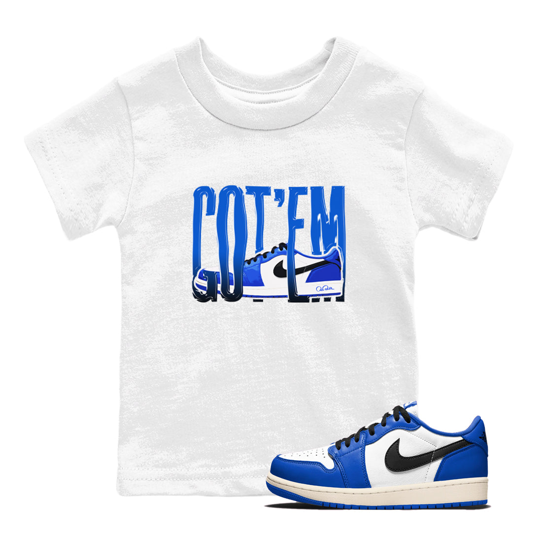 AJ1 Game Royal shirt to match jordans Wiggling Gotem sneaker tees Air Jordan 1 Game Royal Drip Gear Zone baby toddler White 1 cotton Shirt