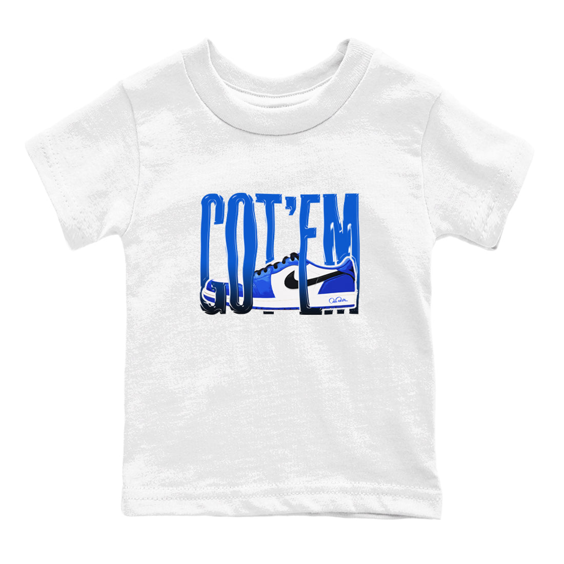 AJ1 Game Royal shirt to match jordans Wiggling Gotem sneaker tees Air Jordan 1 Game Royal Drip Gear Zone baby toddler White 2 cotton Shirt