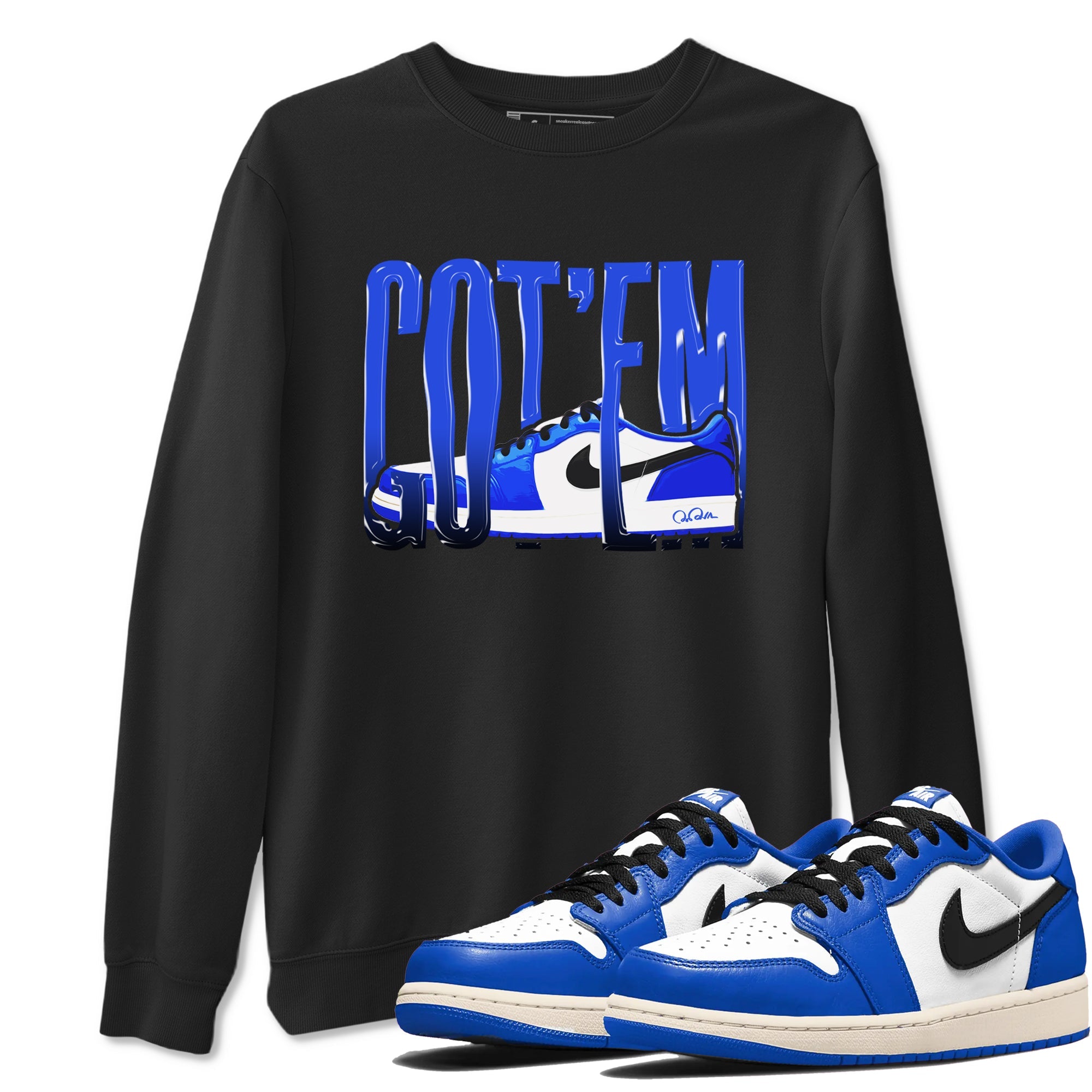 AJ1 Game Royal shirt to match jordans Wiggling Gotem sneaker tees Air Jordan 1 Game Royal Drip Gear Zone unisex cotton Black 1 crew neck shirt