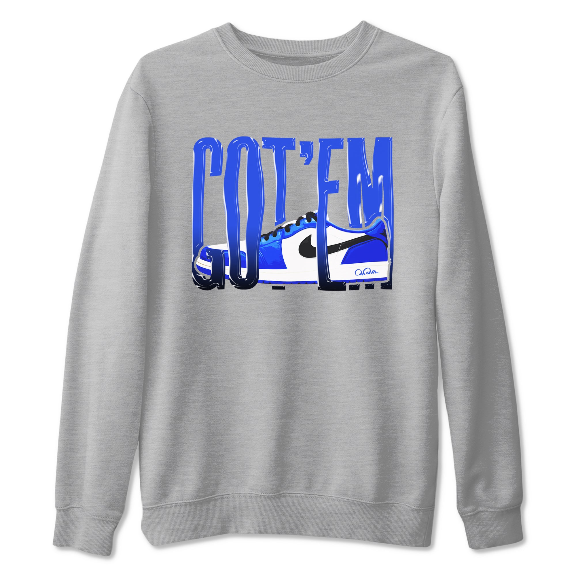 AJ1 Game Royal shirt to match jordans Wiggling Gotem sneaker tees Air Jordan 1 Game Royal Drip Gear Zone unisex cotton Heather Grey 2 crew neck shirt