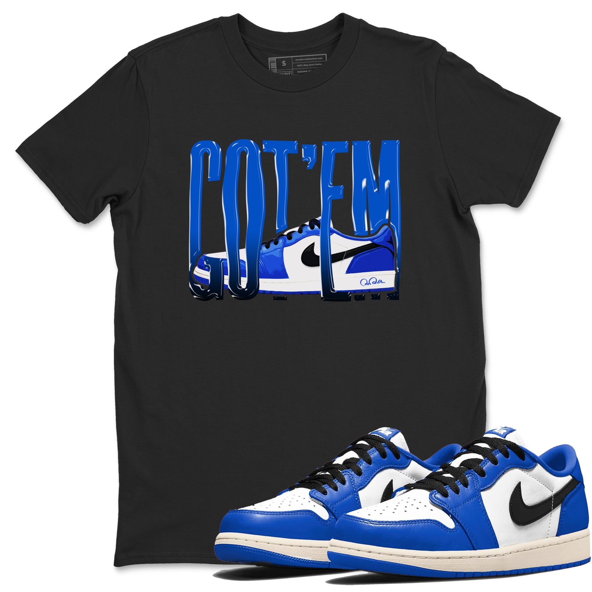 AJ1 Game Royal shirt to match jordans Wiggling Gotem sneaker tees Air Jordan 1 Game Royal Drip Gear Zone unisex cotton Black 1 crew neck shirt
