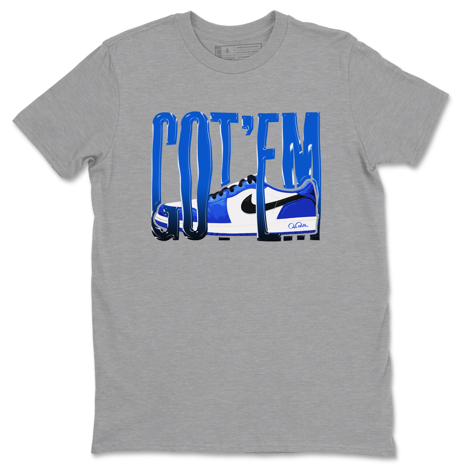 AJ1 Game Royal shirt to match jordans Wiggling Gotem sneaker tees Air Jordan 1 Game Royal Drip Gear Zone unisex cotton Heather Grey 2 crew neck shirt