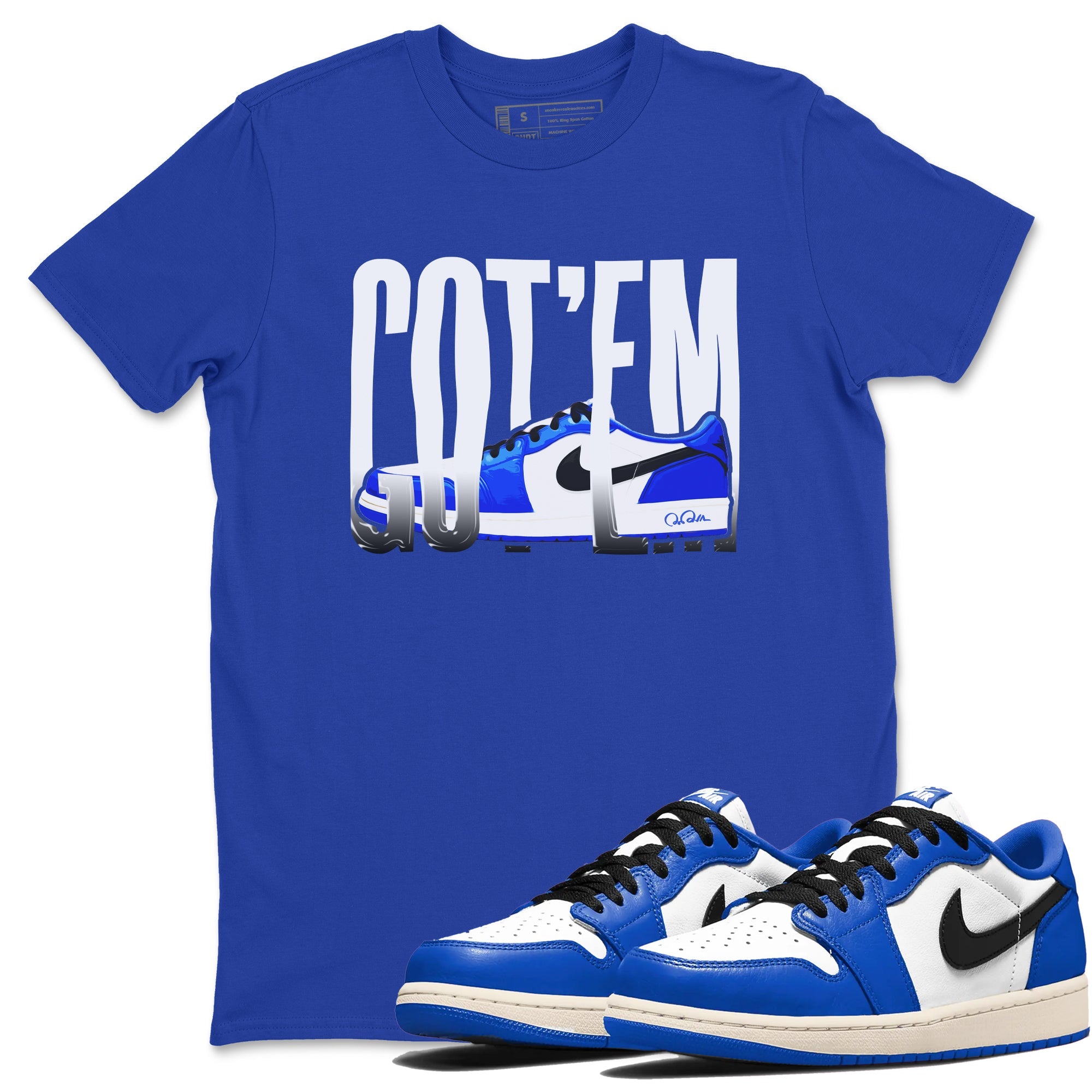 AJ1 Game Royal shirt to match jordans Wiggling Gotem sneaker tees Air Jordan 1 Game Royal Drip Gear Zone unisex cotton Royal Blue 1 crew neck shirt