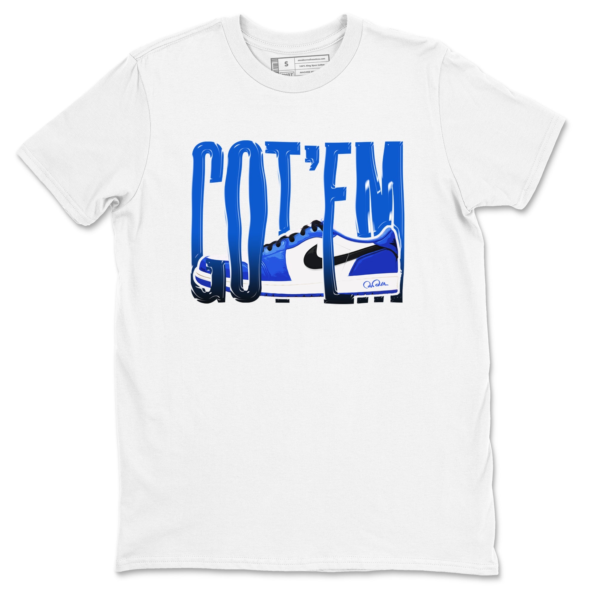 AJ1 Game Royal shirt to match jordans Wiggling Gotem sneaker tees Air Jordan 1 Game Royal Drip Gear Zone unisex cotton White 2 crew neck shirt