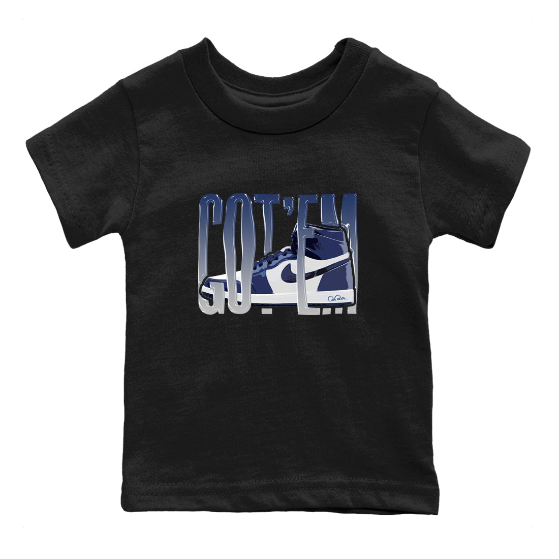 1s Midnight Navy shirts to match jordans Wiggling Gotem sneaker match tees Air Jordan 1 Midnight Navy match shoes to clothes Drip Gear Zone Youth Baby Black 2 tee