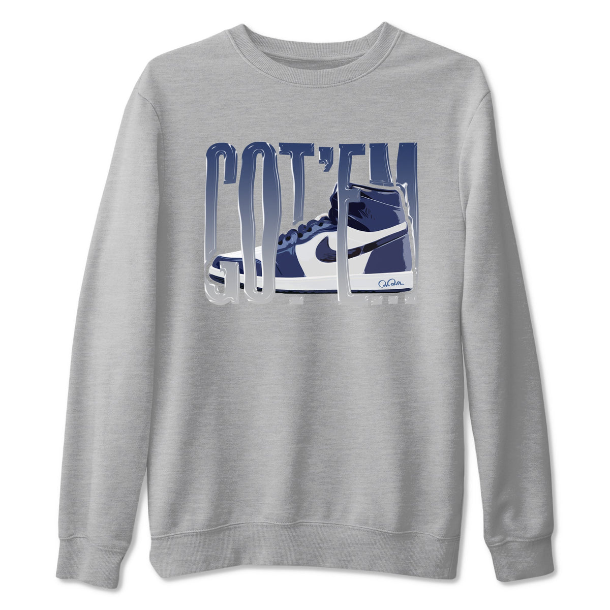 1s Midnight Navy shirts to match jordans Wiggling Gotem sneaker match tees Air Jordan 1 Midnight Navy match shoes to clothes Drip Gear Zone unisex cotton Heather Grey 2 shirts