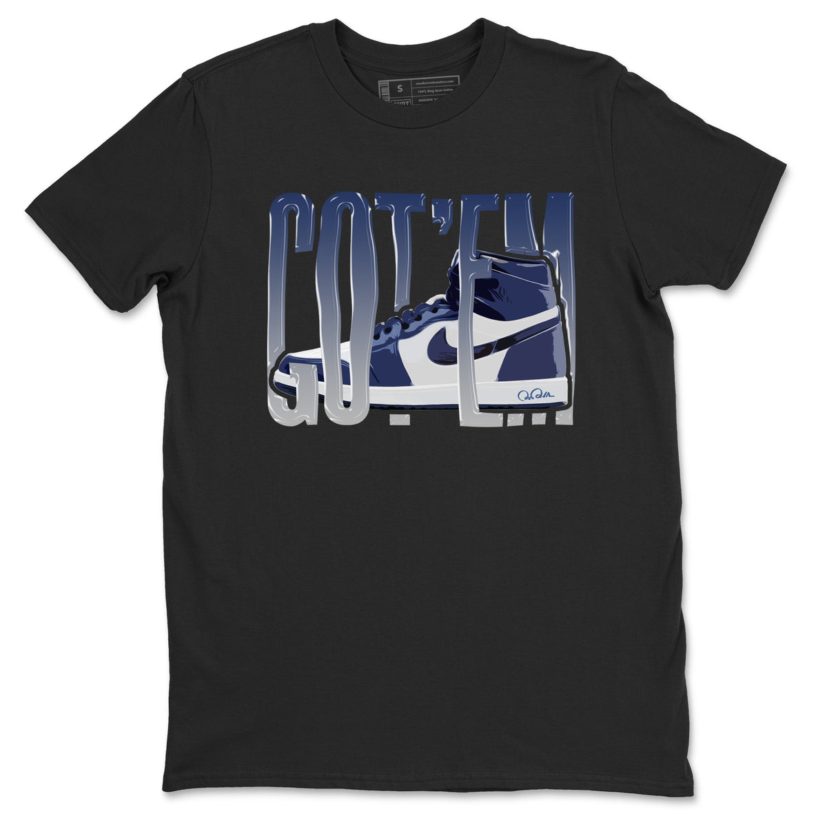1s Midnight Navy shirts to match jordans Wiggling Gotem sneaker match tees Air Jordan 1 Midnight Navy match shoes to clothes Drip Gear Zone unisex cotton Black 2 shirts