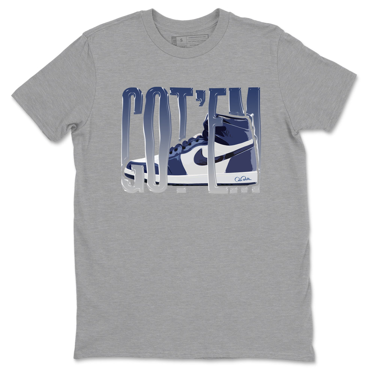 1s Midnight Navy shirts to match jordans Wiggling Gotem sneaker match tees Air Jordan 1 Midnight Navy match shoes to clothes Drip Gear Zone unisex cotton Heather Grey 2 shirts