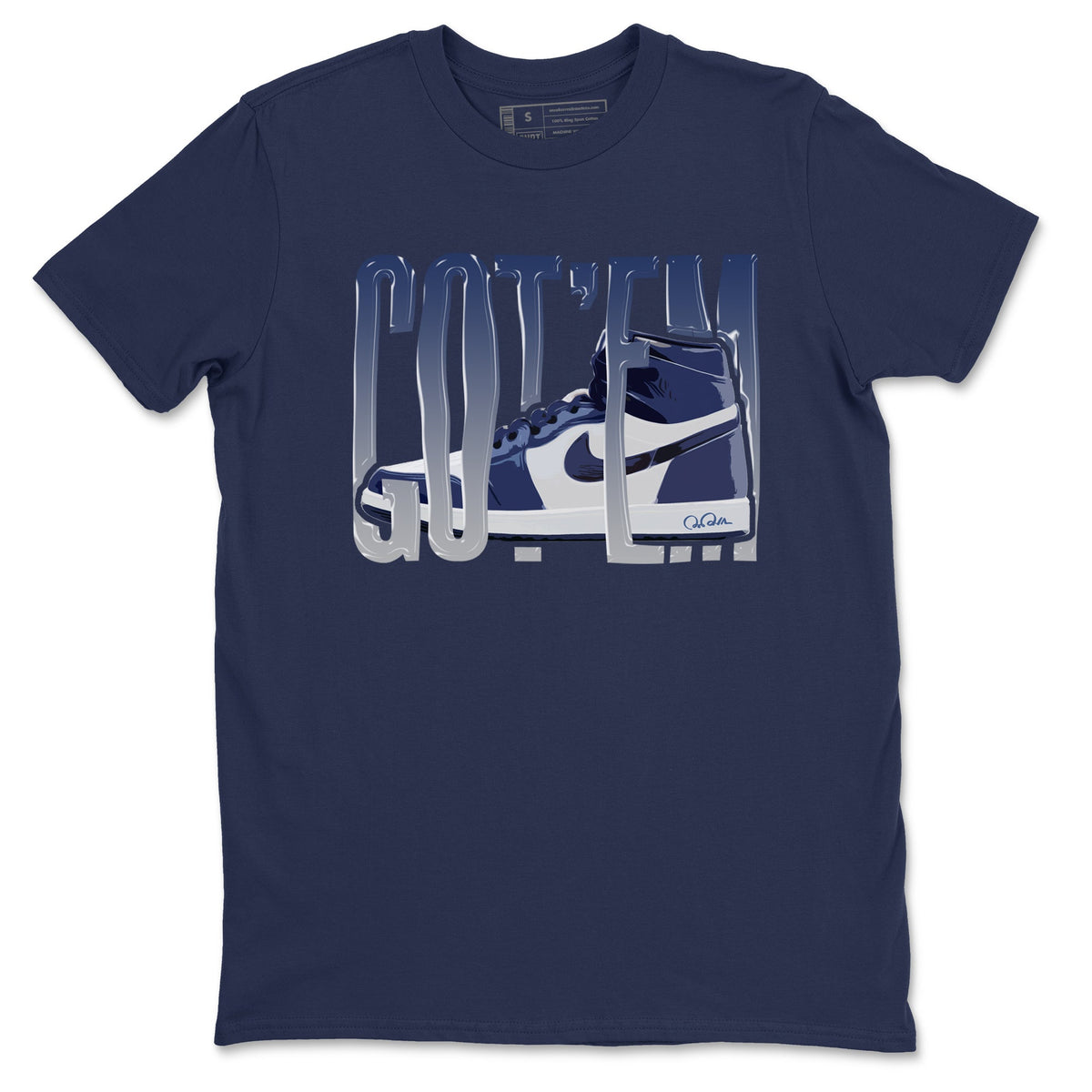 1s Midnight Navy shirts to match jordans Wiggling Gotem sneaker match tees Air Jordan 1 Midnight Navy match shoes to clothes Drip Gear Zone unisex cotton Navy 2 shirts