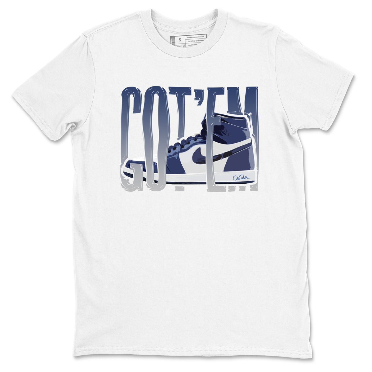 1s Midnight Navy shirts to match jordans Wiggling Gotem sneaker match tees Air Jordan 1 Midnight Navy match shoes to clothes Drip Gear Zone unisex cotton White 2 shirts