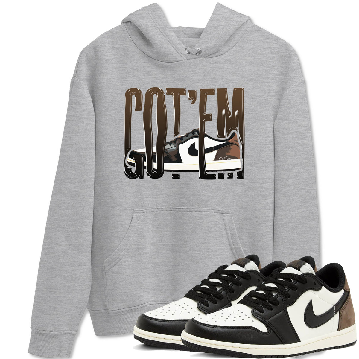 1s Low OG Mocha shirts to match jordans Wiggling Gotem sneaker match tees Air Jordan 1 Mocha match shoes to clothes Drip Gear Zone unisex cotton Heather Grey 1 shirts