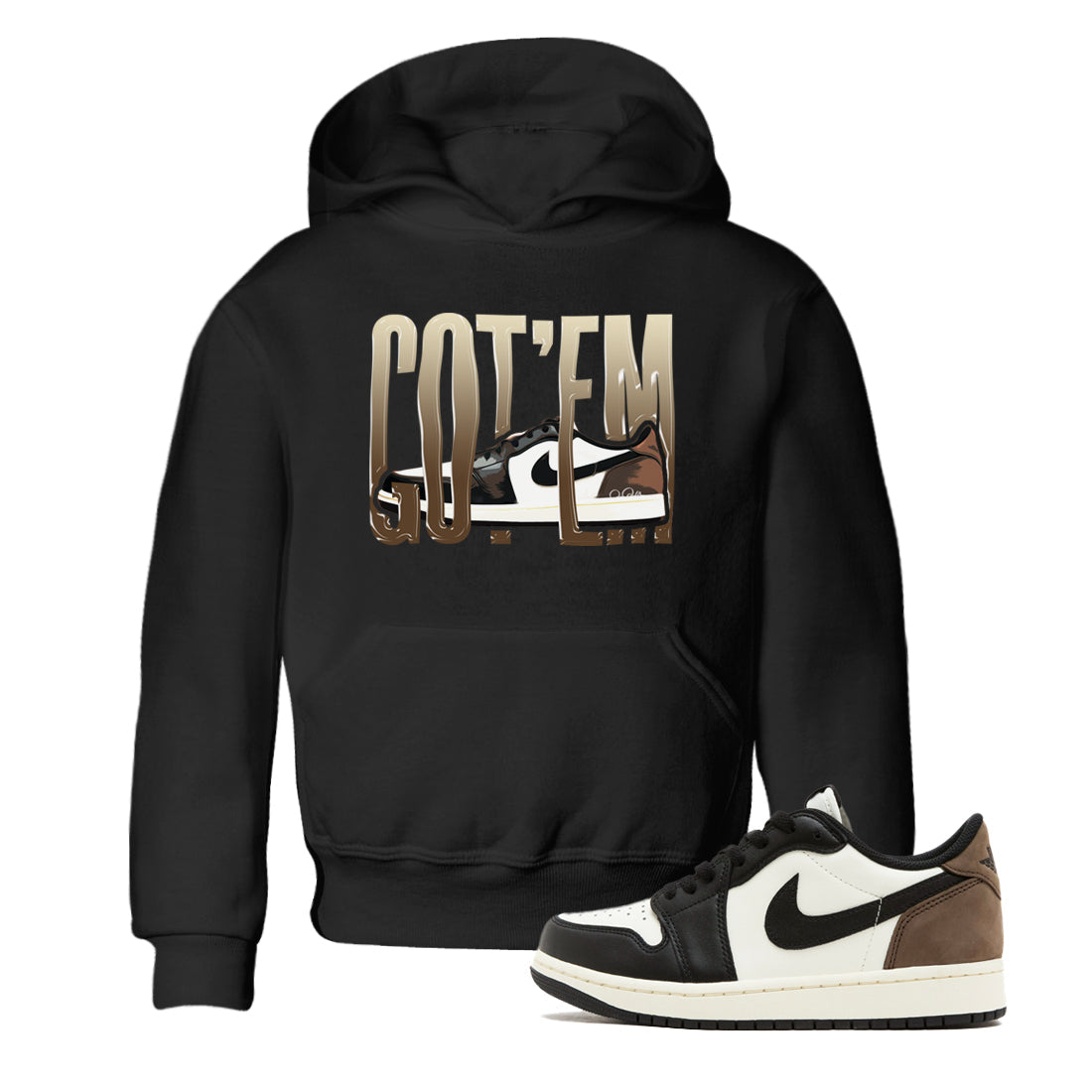 1s Low OG Mocha shirts to match jordans Wiggling Gotem sneaker match tees Air Jordan 1 Mocha match shoes to clothes Drip Gear Zone Youth Baby Black 1 tee