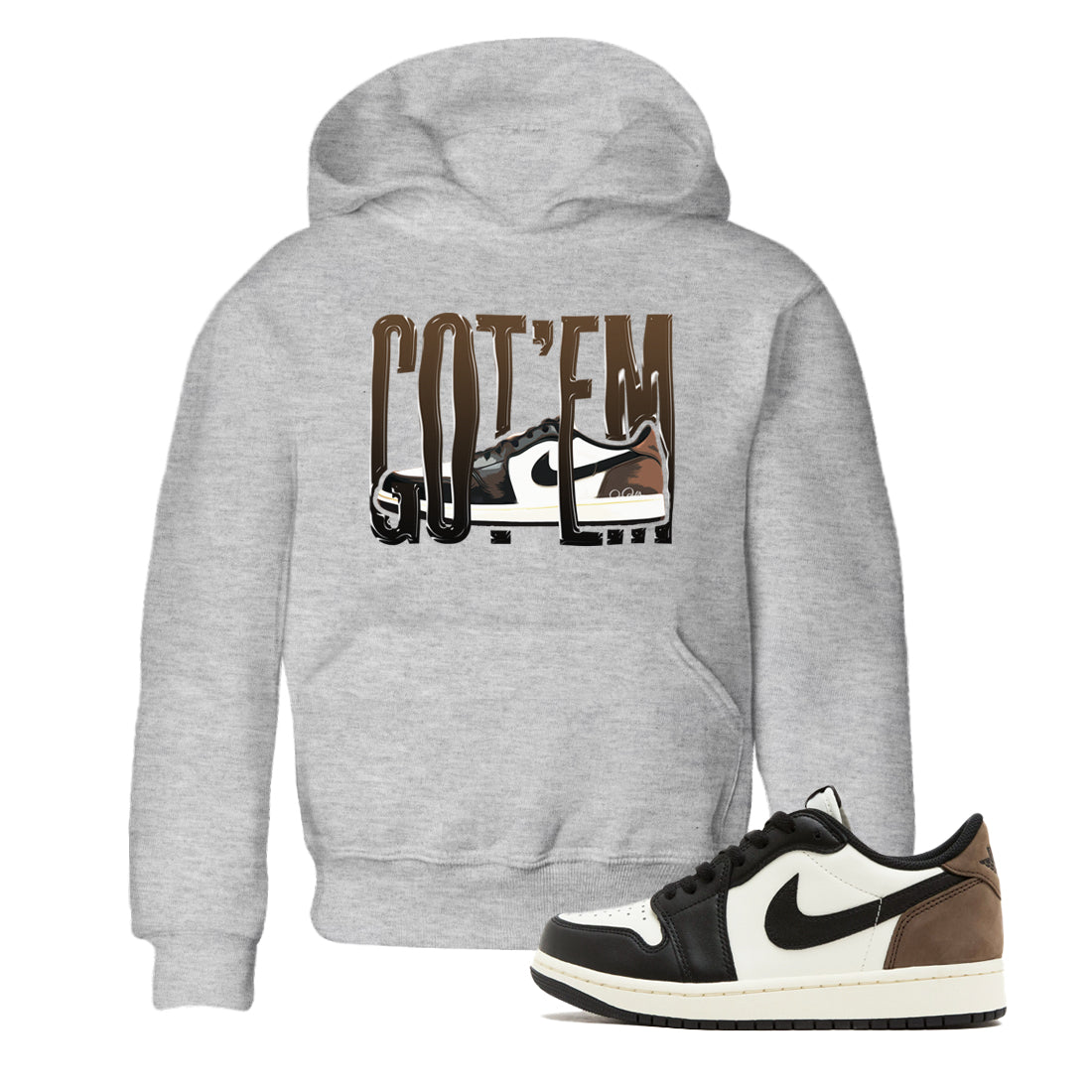1s Low OG Mocha shirts to match jordans Wiggling Gotem sneaker match tees Air Jordan 1 Mocha match shoes to clothes Drip Gear Zone Youth Baby Heather Grey 1 tee