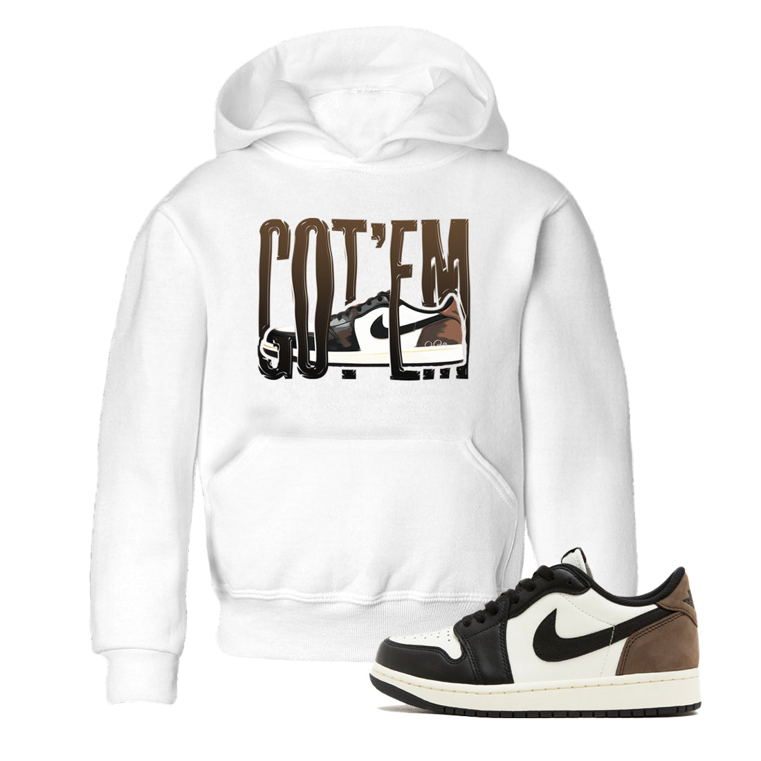 1s Low OG Mocha shirts to match jordans Wiggling Gotem sneaker match tees Air Jordan 1 Mocha match shoes to clothes Drip Gear Zone Youth Baby White 1 tee