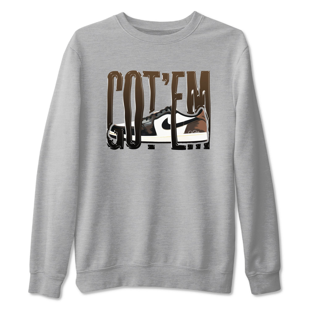 1s Low OG Mocha shirts to match jordans Wiggling Gotem sneaker match tees Air Jordan 1 Mocha match shoes to clothes Drip Gear Zone unisex cotton Heather Grey 2 shirts
