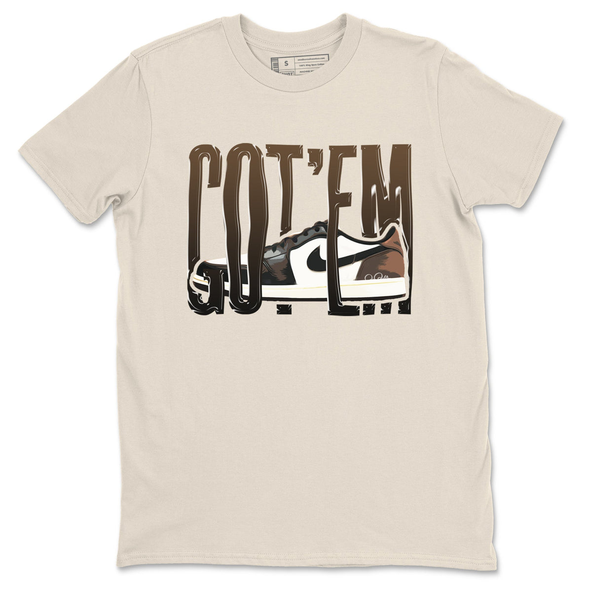 1s Low OG Mocha shirts to match jordans Wiggling Gotem sneaker match tees Air Jordan 1 Mocha match shoes to clothes Drip Gear Zone unisex cotton Natural 2 shirts