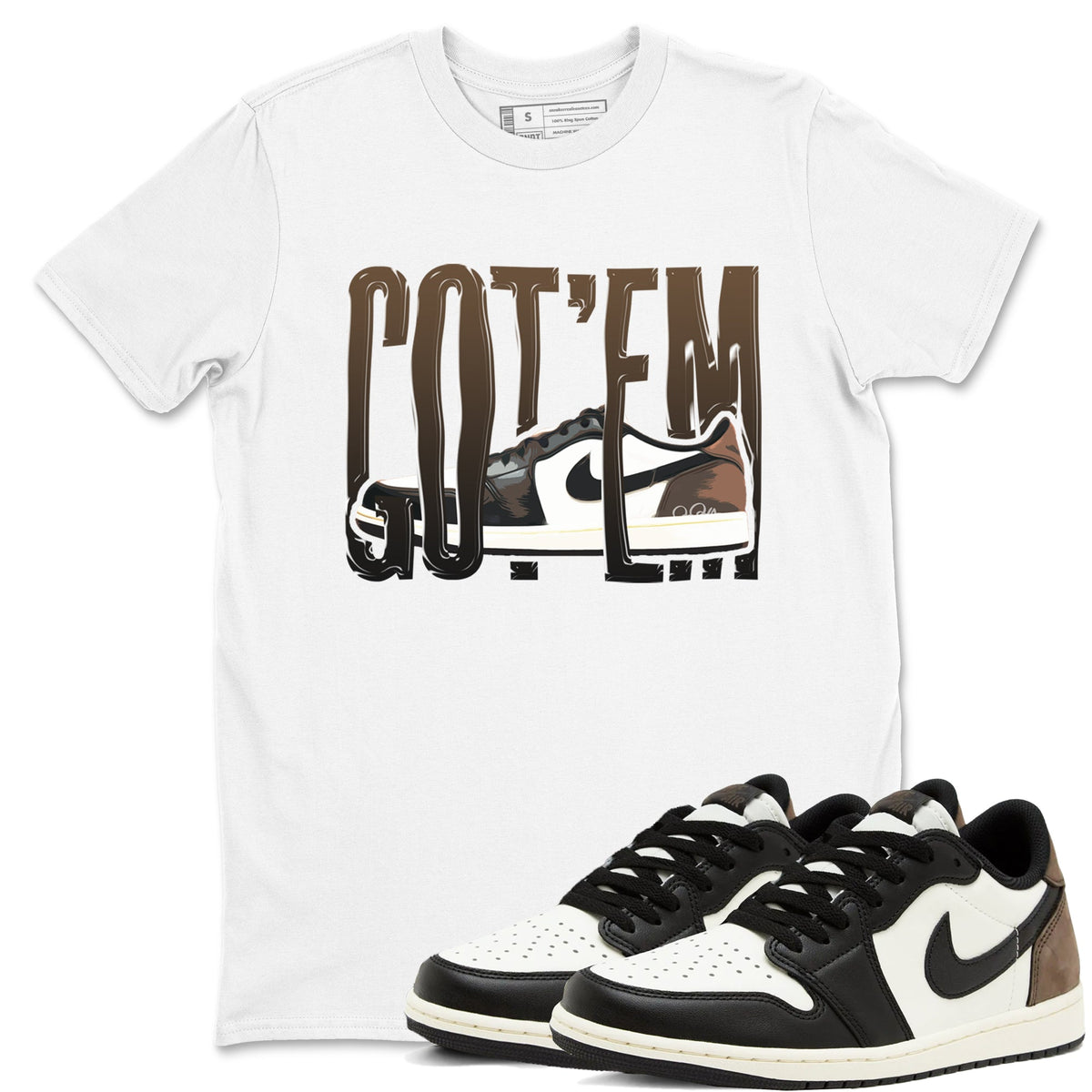 1s Low OG Mocha shirts to match jordans Wiggling Gotem sneaker match tees Air Jordan 1 Mocha match shoes to clothes Drip Gear Zone unisex cotton White 1 shirts