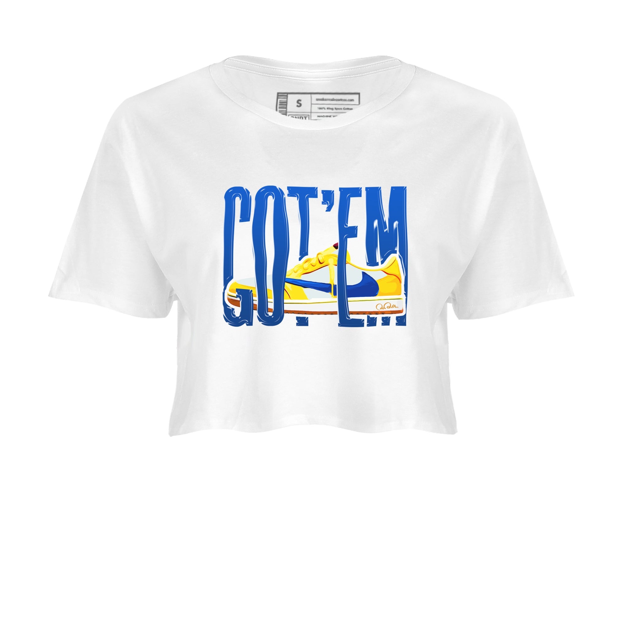 1s Travis Scott Canary shirt to match jordans Wiggling Gotem sneaker tees Air Jordan 1 Travis Scott Canary Drip Gear Zone White 2 crop length shirt