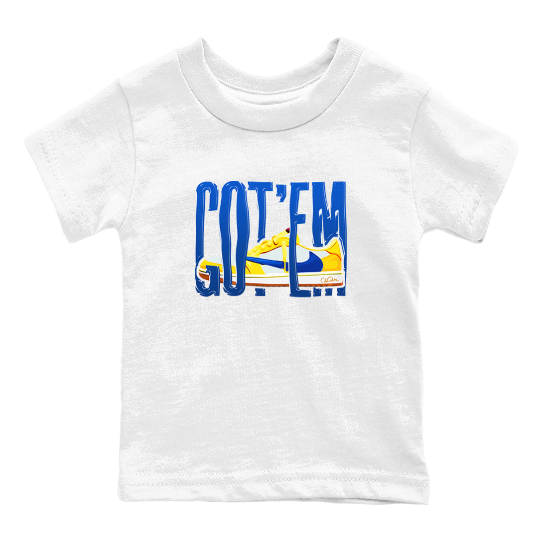 1s Travis Scott Canary shirt to match jordans Wiggling Gotem sneaker tees Air Jordan 1 Travis Scott Canary Drip Gear Zone baby toddler White 2 cotton Shirt