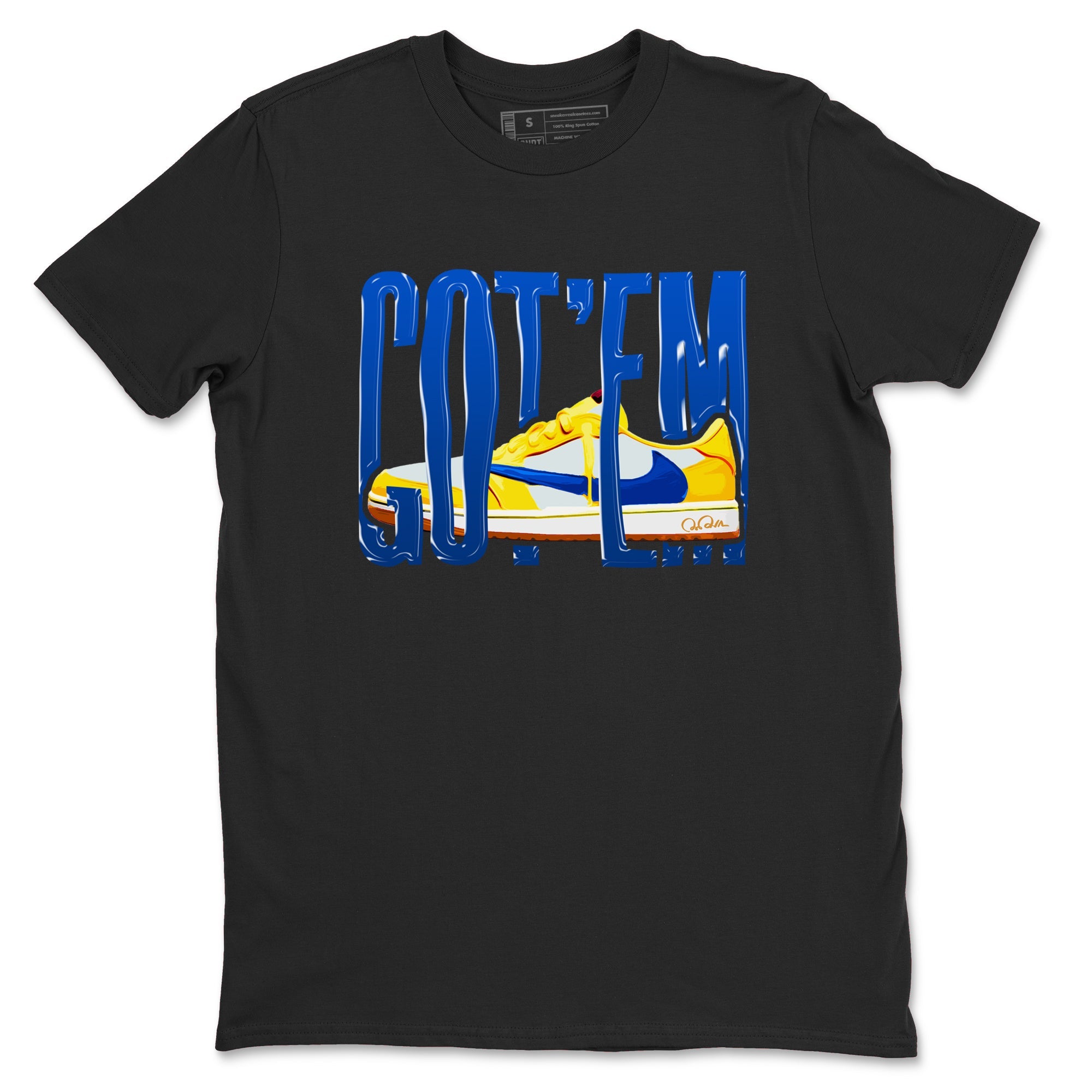 1s Travis Scott Canary shirt to match jordans Wiggling Gotem sneaker tees Air Jordan 1 Travis Scott Canary Drip Gear Zone unisex cotton Black 2 crew neck shirt