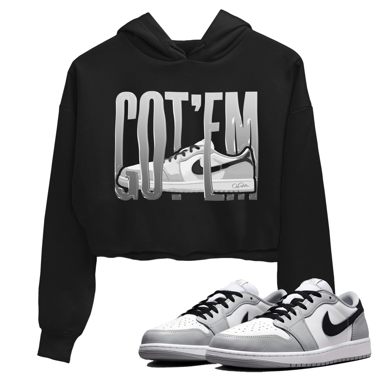 1s Wolf Grey shirts to match jordans Wiggling Gotem sneaker match tees Air Jordan 1 Wolf Grey Drip Gear Zone streetwear brand Black 1 crop tee