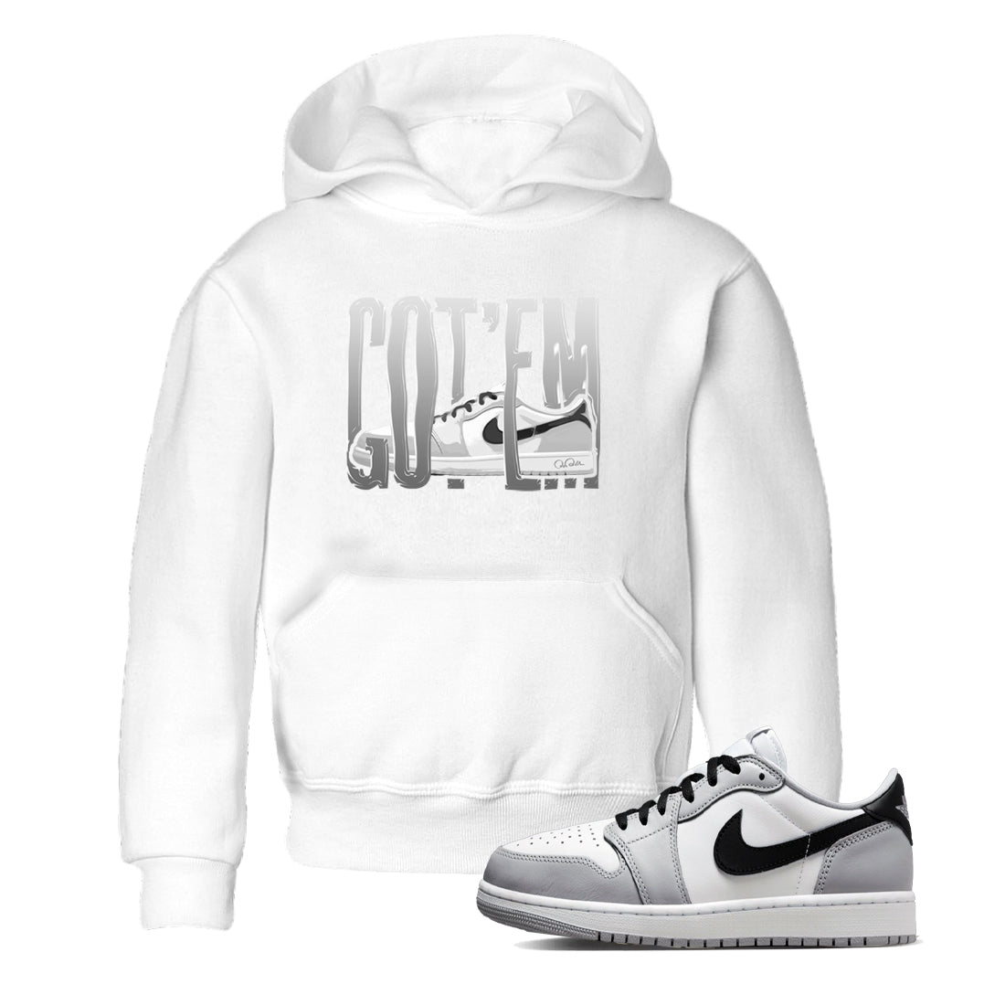 1s Wolf Grey shirts to match jordans Wiggling Gotem sneaker match tees Air Jordan 1 Wolf Grey Drip Gear Zone streetwear brand Baby and Youth White 1 cotton tee