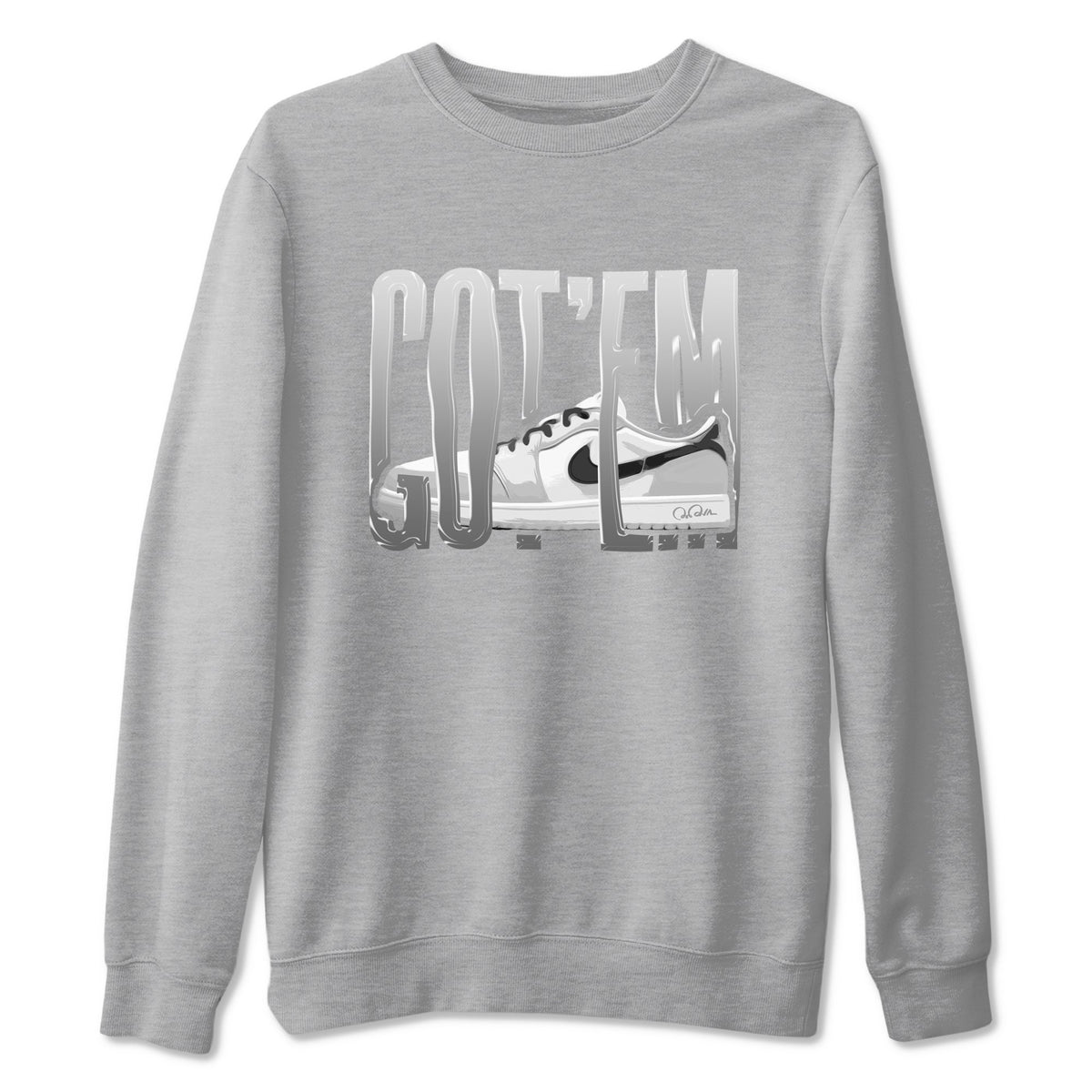 1s Wolf Grey shirts to match jordans Wiggling Gotem sneaker match tees Air Jordan 1 Wolf Grey Drip Gear Zone streetwear brand Heather Grey 2 unisex cotton tee