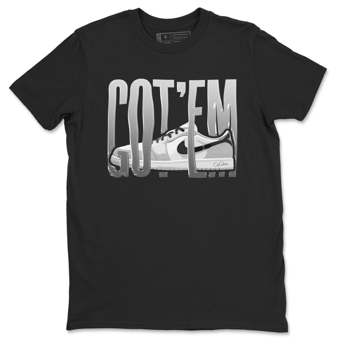 1s Wolf Grey shirts to match jordans Wiggling Gotem sneaker match tees Air Jordan 1 Wolf Grey Drip Gear Zone streetwear brand Black 2 unisex cotton tee