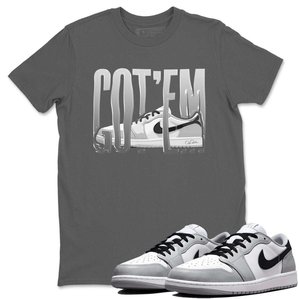1s Wolf Grey shirts to match jordans Wiggling Gotem sneaker match tees Air Jordan 1 Wolf Grey Drip Gear Zone streetwear brand Cool Grey 1 unisex cotton tee