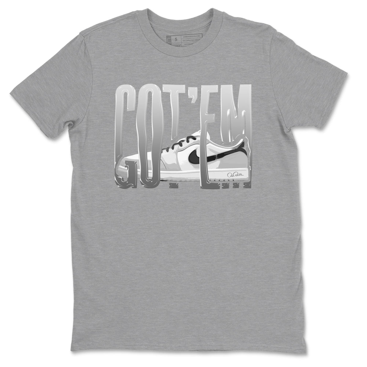 1s Wolf Grey shirts to match jordans Wiggling Gotem sneaker match tees Air Jordan 1 Wolf Grey Drip Gear Zone streetwear brand Heather Grey 2 unisex cotton tee