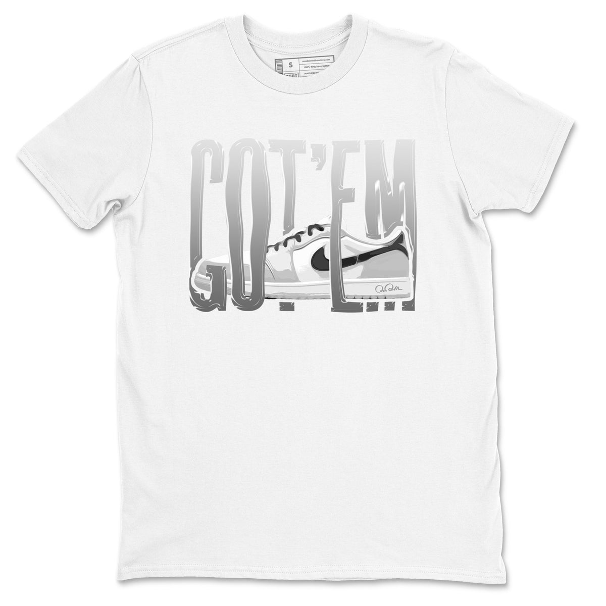 1s Wolf Grey shirts to match jordans Wiggling Gotem sneaker match tees Air Jordan 1 Wolf Grey Drip Gear Zone streetwear brand White 2 unisex cotton tee