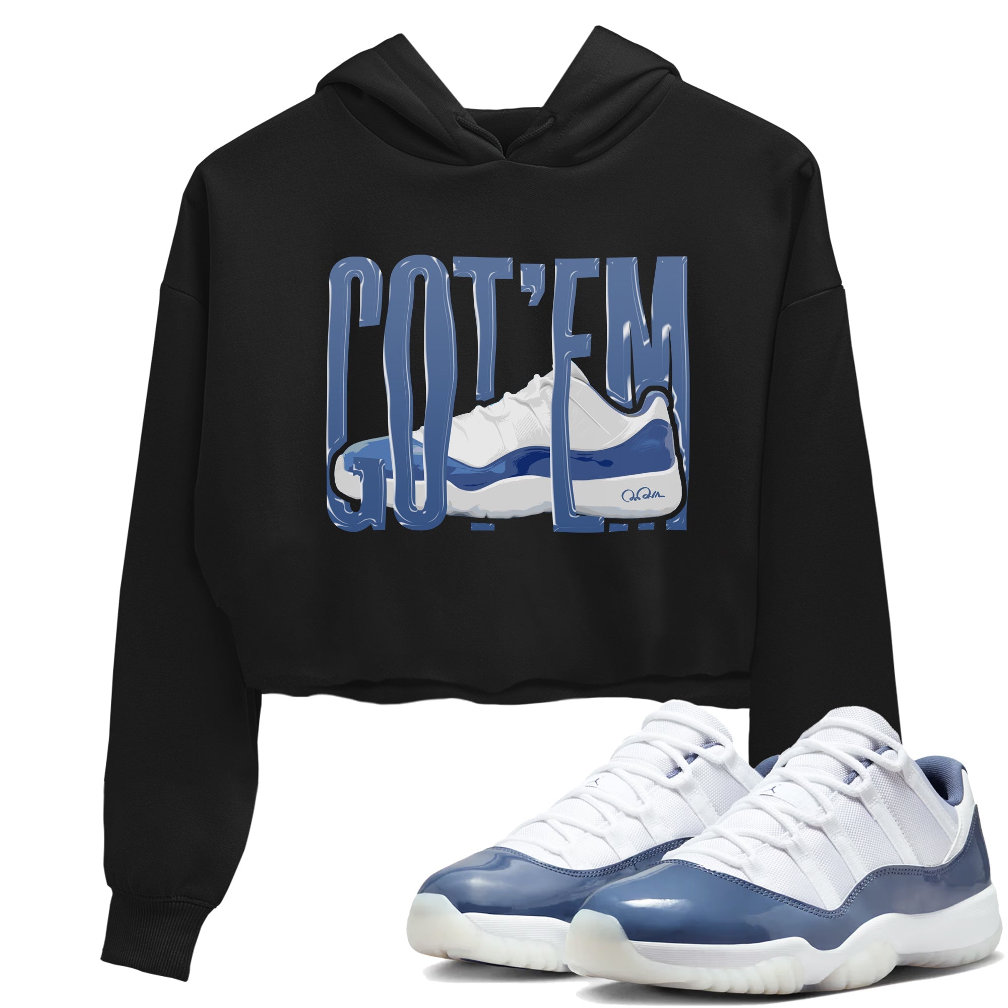 11s Diffused Blue Shirts To Match Jordans Wiggling Gotem sneaker match tees Air Jordan 11 Diffused Blue Tee Drip Gear Zone unisex cotton Black 1 Crop Shirts