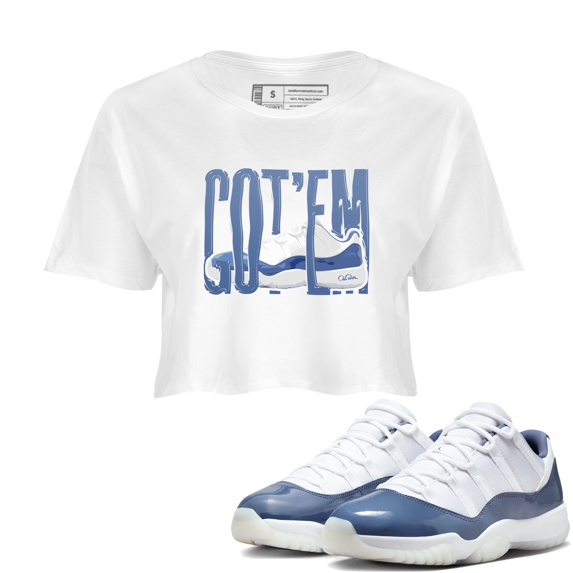 11s Diffused Blue Shirts To Match Jordans Wiggling Gotem sneaker match tees Air Jordan 11 Diffused Blue Tee Drip Gear Zone unisex cotton White 1 Crop Shirts
