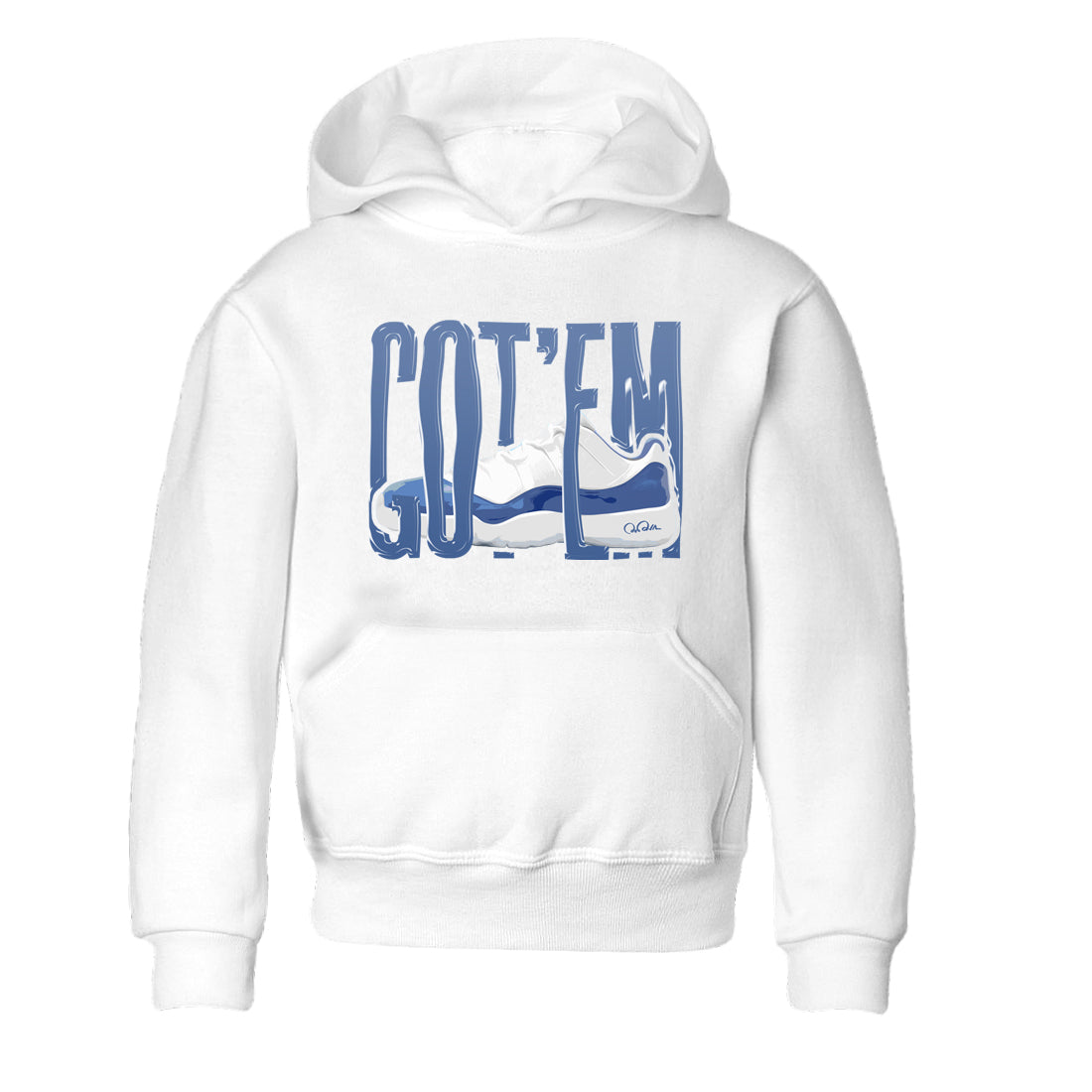 11s Diffused Blue Shirts To Match Jordans Wiggling Gotem sneaker match tees Air Jordan 11 Diffused Blue Tee Drip Gear Zone Youth Baby White 2 crew neck shirts